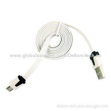 White Noodle USB to Micro Mobile Phone PC Data Cable, 1m Cable, High-speed USB2.0